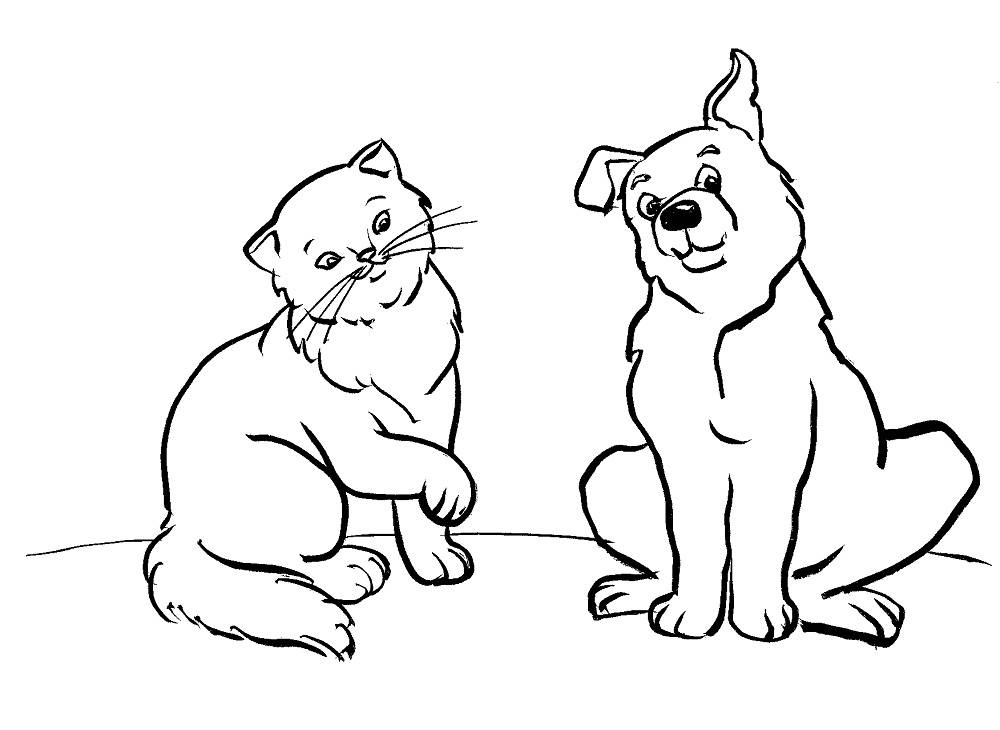 Раскраска: собаки и кошки