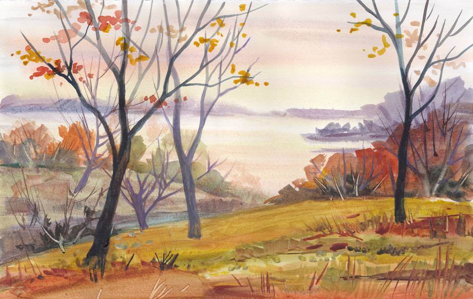 Рисунок настроение природы. Рисунок осень. Осенний пейзаж акварелью. Пейзажи для рисования. Осень гуашью.