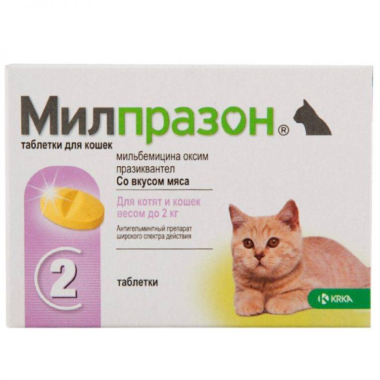 Милпразон таблетки для котят и молодых кошек до 2 кг, 2 таблетки