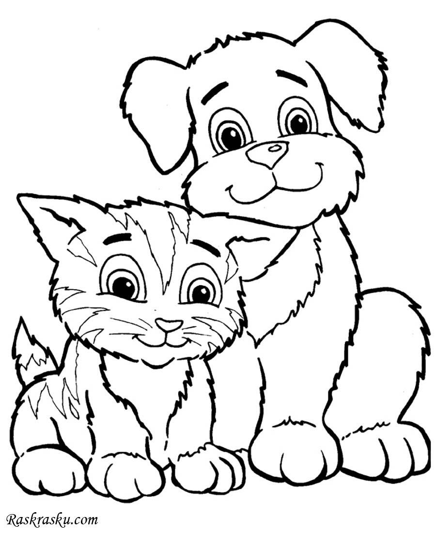 Раскраска: собаки и кошки