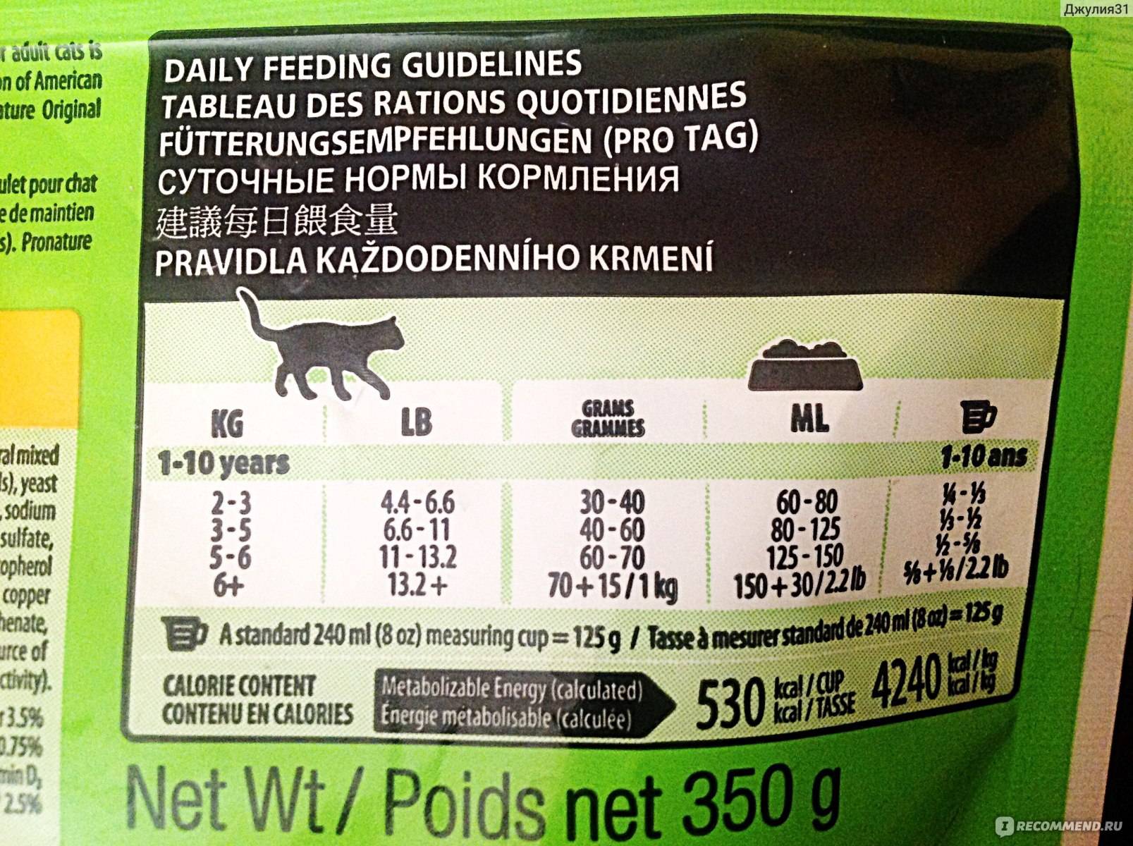 Сколько сухого корма нужно кошке в день: таблица