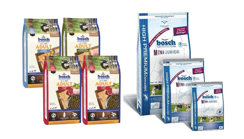 Корм bosch («бош») для собак: описание и обзор линейки, состав, плюсы и минусы сухого питания
